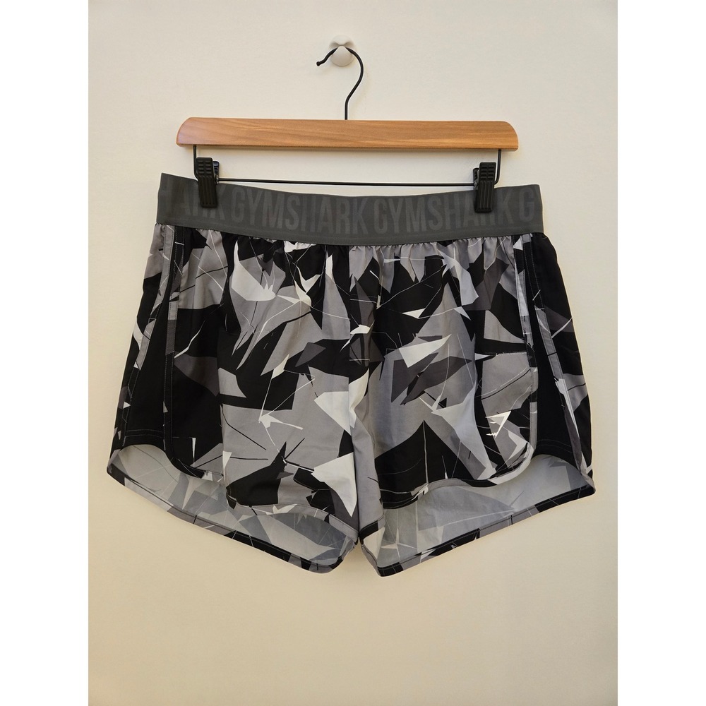 Gymshark Black Gray Abstract Print Running Shorts XL